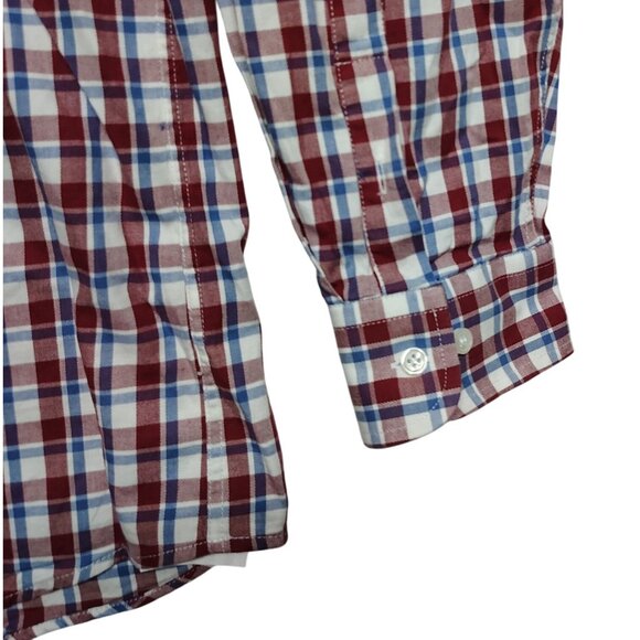 Linea Uomo Mens 3X Red and Blue Plaid Long Sleeve Button-Down Shirt - Picture 3 of 6